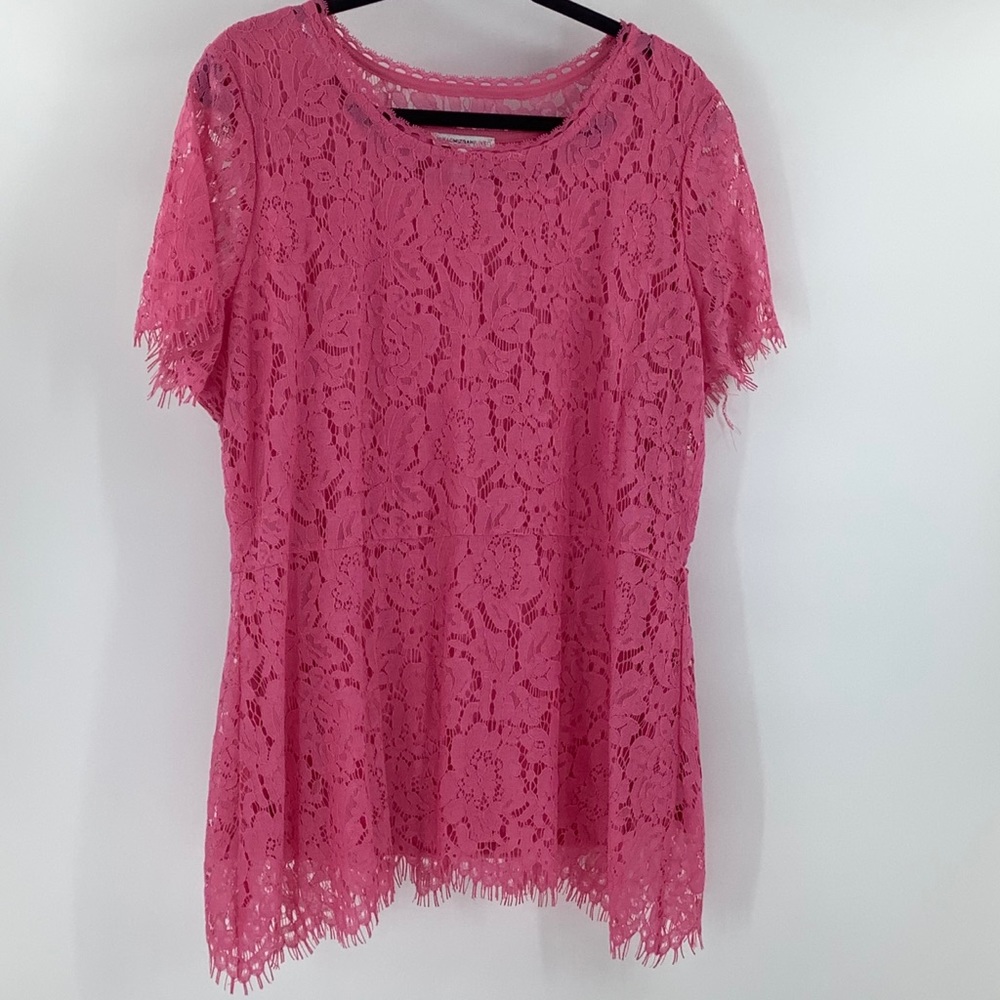 Isaac Mizrahi Live Short Sleeve Blouse Coral XL
